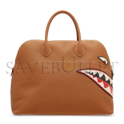 HERMÈS GOLD TOGO LEATHER SHARK BOLIDE 45 WITH PALLADIUM HARDWARE (45*36*25cm) HERMÈS GOLD TOGO LEATHER SHARK BOLIDE 45 WITH PALLADIUM HARDWARE (45*36*25cm)